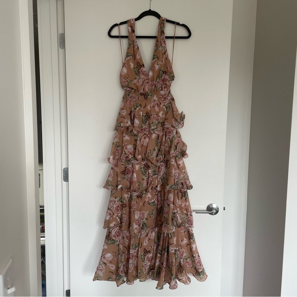 Floral Ruffle Halter Maxi Dress